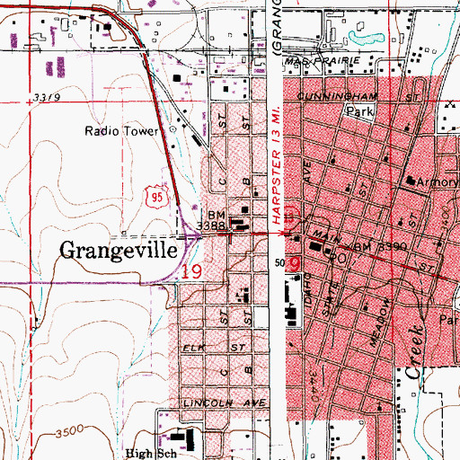 Topographic Map of Syringa General Hospital, ID