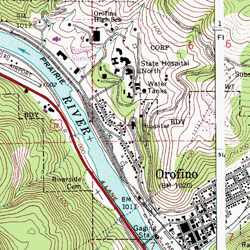 Topographic Map of Clearwater Valley Hospital, ID