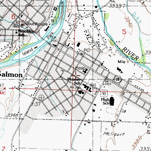 Topographic Map of Steele Memorial Medical Center, ID