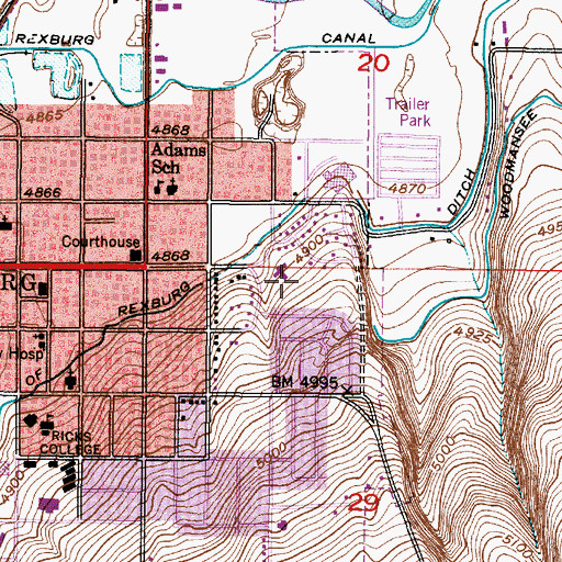 Topographic Map of Madison Memorial Hospital, ID