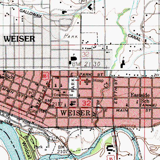 Topographic Map of Weiser Memorial Hospital, ID