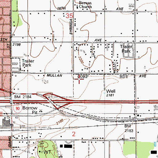 Topographic Map of Northwest Specialty Hospital, ID