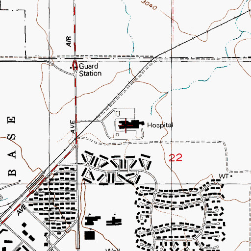 Topographic Map of 366th Medical Group Hospital - Mountain Home Air Force Base, ID
