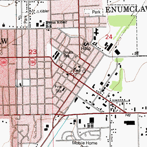 Topographic Map of Enumclaw Police Department, WA