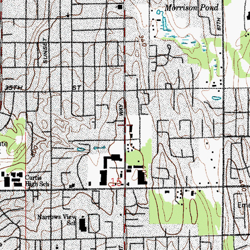 Topographic Map of Pierce County Sheriff's Office University Place, WA