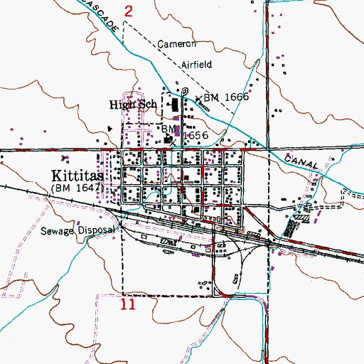 Topographic Map of Kittitas Police Department, WA
