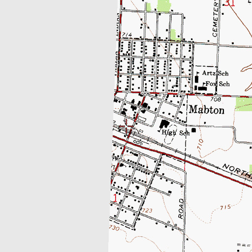 Topographic Map of Mabton Police Department, WA
