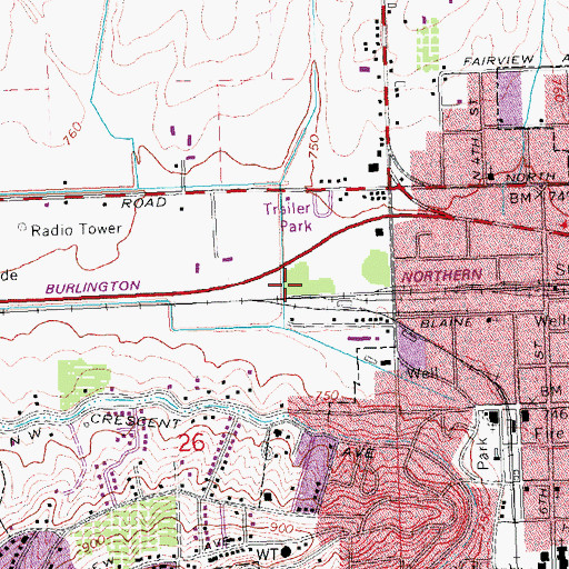 Topographic Map of Sunnyside Police Department, WA