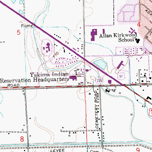 Topographic Map of Yakama Tribal Police Department, WA