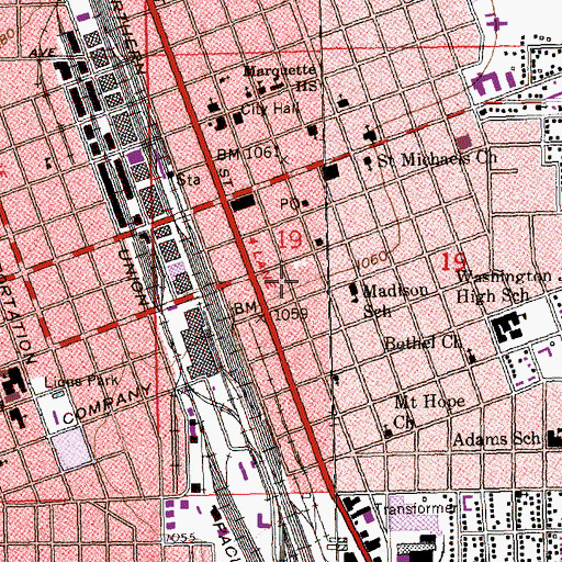 Topographic Map of Yakima Police Department, WA