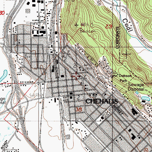 Topographic Map of Chehalis Police Department, WA