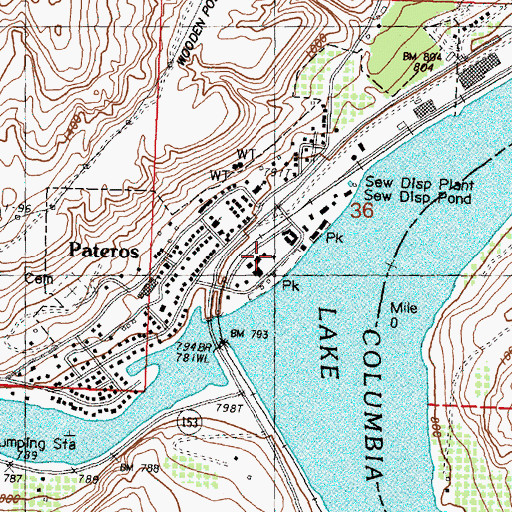 Topographic Map of Okanogan County Sheriff Pateros, WA