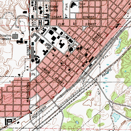 Topographic Map of Cheney Police Department, WA