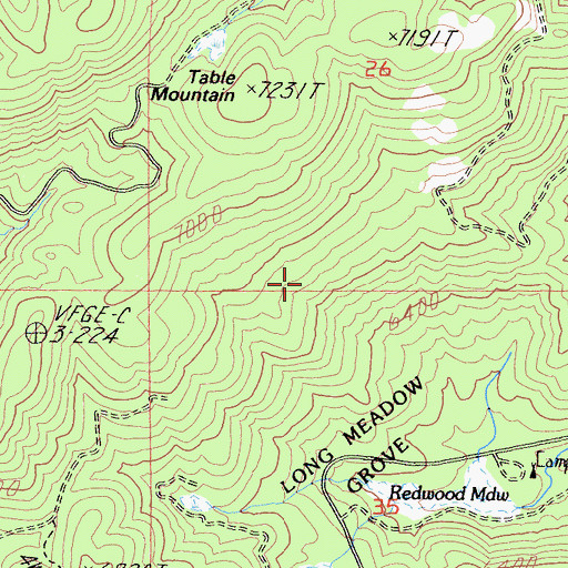 Topographic Map of Long Meadow Grove, CA