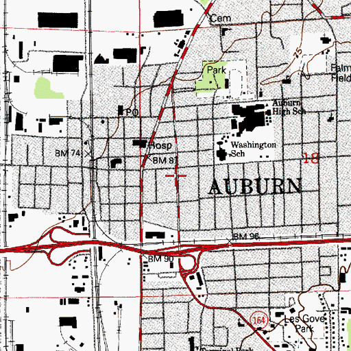 Topographic Map of Auburn Police Department, WA