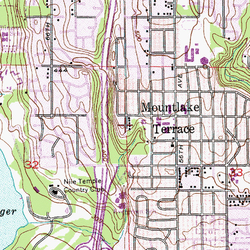 Topographic Map of Mountlake Terrace Police Department, WA