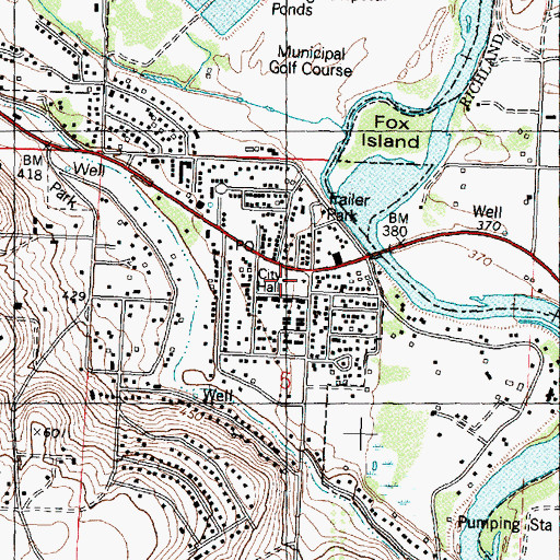 Topographic Map of West Richland Police Department, WA