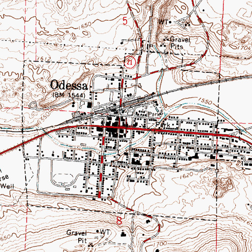 Topographic Map of Odessa City Police Department, WA