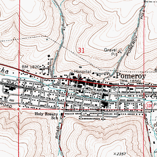 Topographic Map of Garfield County Sheriff's Office, WA