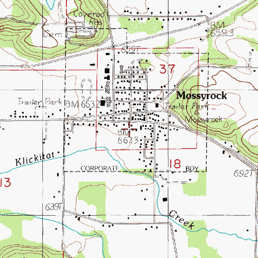 Topographic Map of Mossyrock Police Department, WA