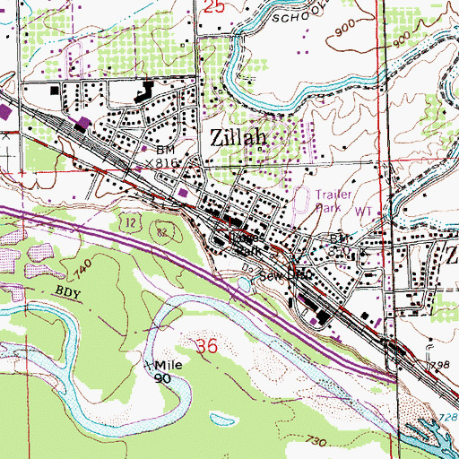 Topographic Map of Zillah Police Department, WA