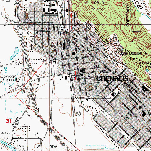 Topographic Map of Lewis County Sheriff's Office Chehalis, WA