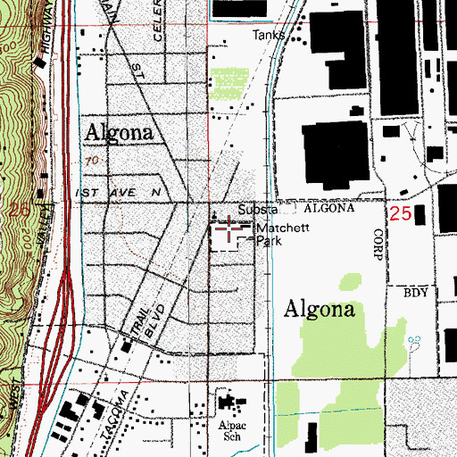 Topographic Map of Algona Police Department, WA