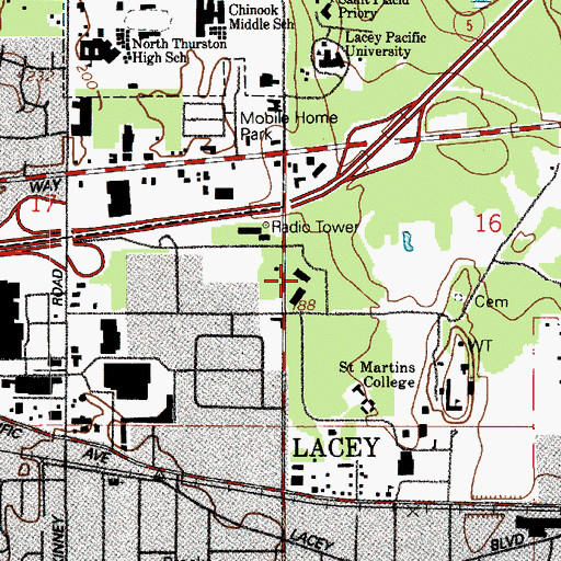 Topographic Map of Lacey Police Department, WA