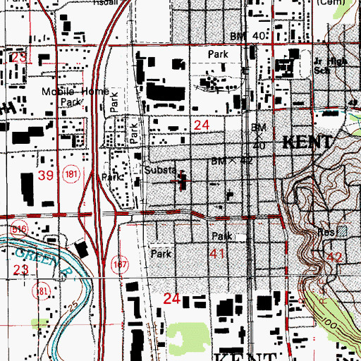 Topographic Map of Kent Police Department, WA
