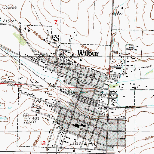 Topographic Map of Wilbur Police Department, WA