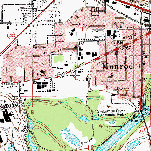 Topographic Map of Monroe Police Department, WA