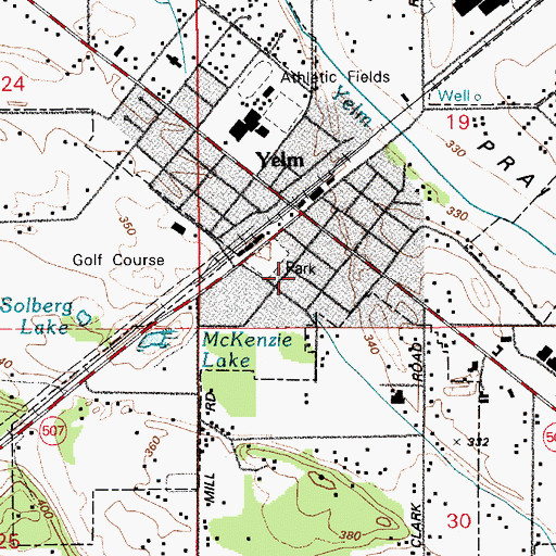 Topographic Map of Yelm Police Department, WA