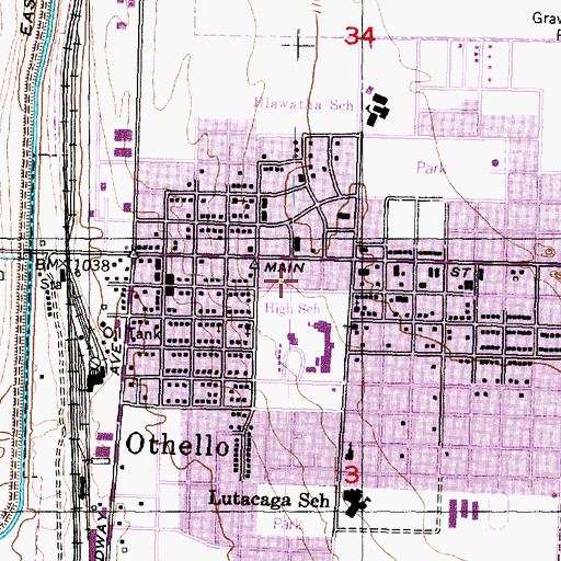 Topographic Map of Othello Police Department, WA