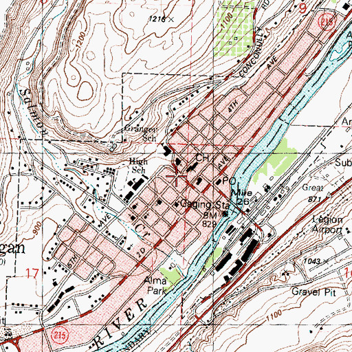 Topographic Map of Okanogan Police Department, WA