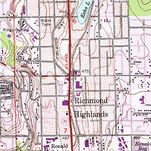 Topographic Map of Shoreline Police Department, WA