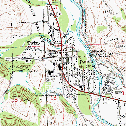 Topographic Map of Twisp Police Department, WA