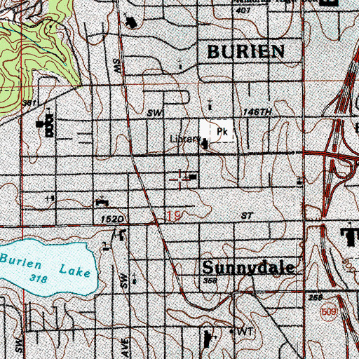 Topographic Map of King County Sheriff's Office Burien, WA
