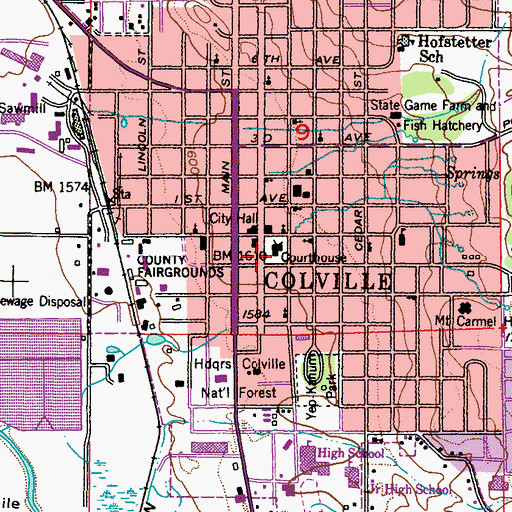 Topographic Map of Stevens County Sheriff's Office, WA