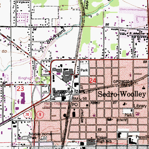 Topographic Map of Sedro - Woolley Police Department, WA