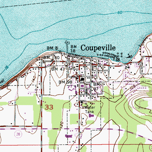 Topographic Map of Coupeville Police Department, WA