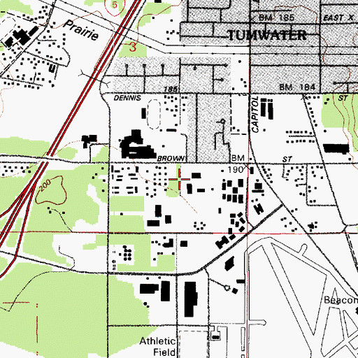 Topographic Map of Tumwater Police Department, WA