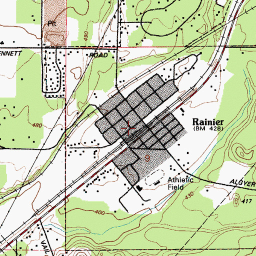 Topographic Map of Rainier Police Department, WA
