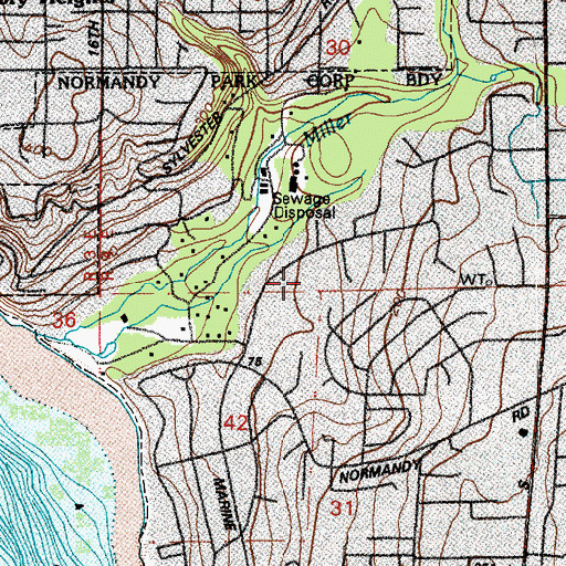 Topographic Map of Normandy Park Police Department, WA