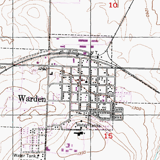Topographic Map of Warden City Police Department, WA