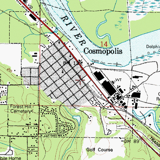 Topographic Map of Cosmopolis Police Department, WA