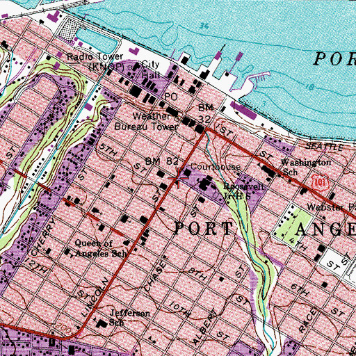 Topographic Map of Clallam County Sheriff's Office, WA