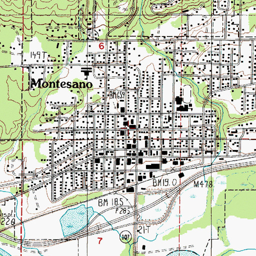 Topographic Map of Montesano Police Department, WA