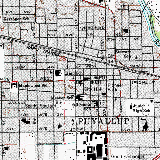 Topographic Map of Puyallup Police Department, WA
