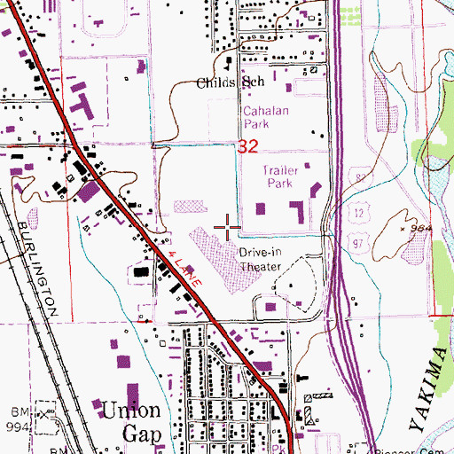 Topographic Map of Union Gap Police Department, WA