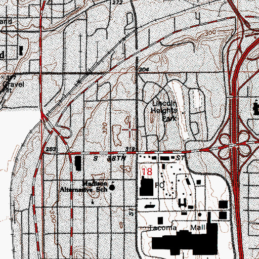 Topographic Map of Tacoma Police Department, WA